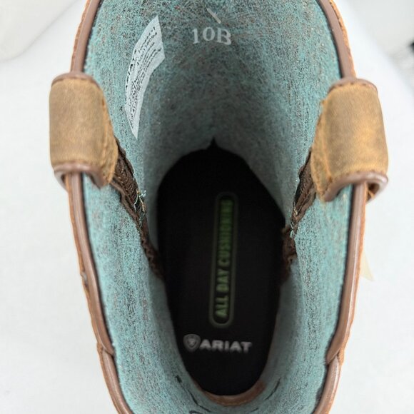 Ariat Women's Round Up Wide Square Toe Leather Brown Western Boots Size 10B NWOB - Picture 15 of 16